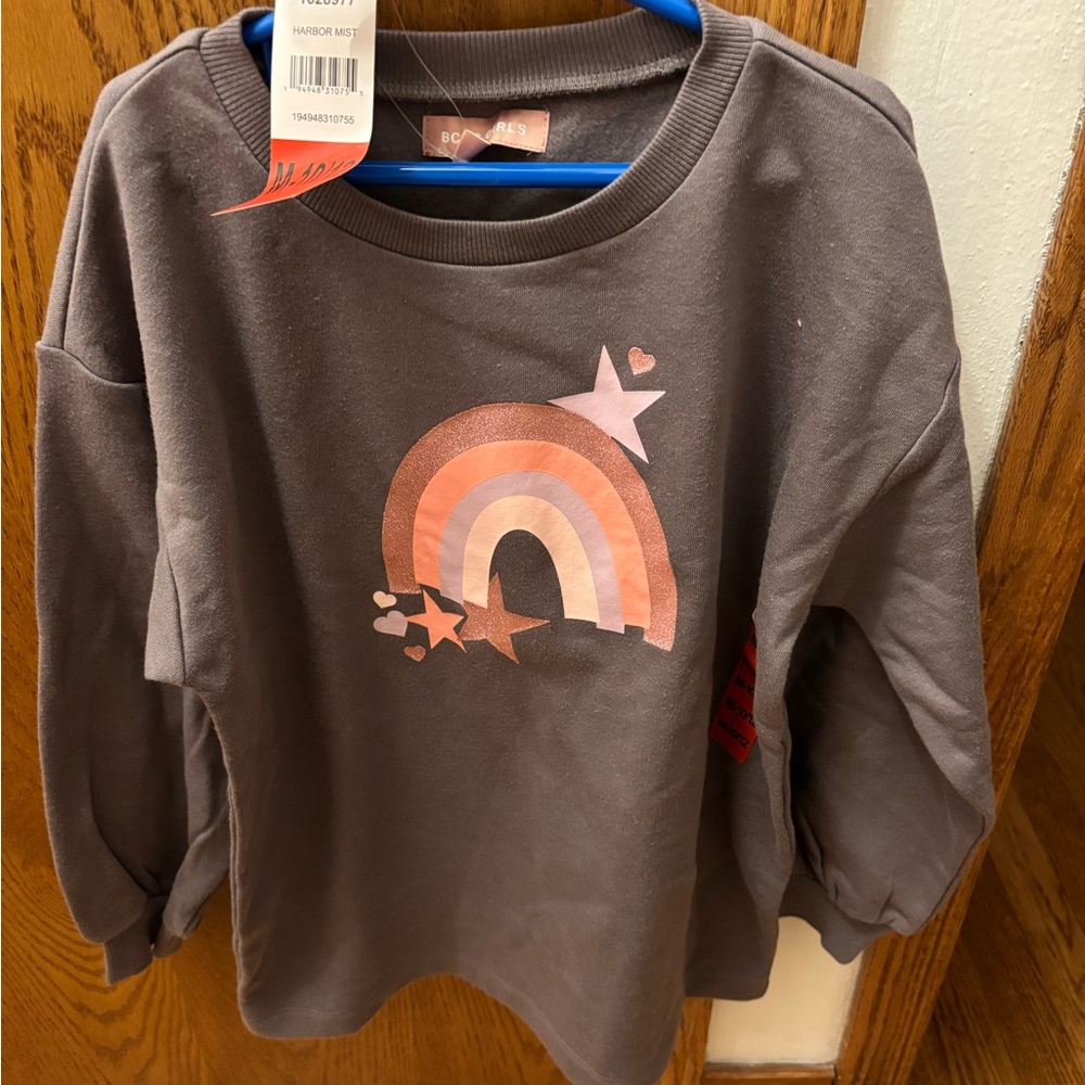 Boden Chocolate Sweatshirt with Rainbow and Stars